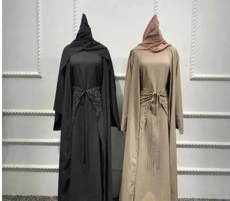 Arab3 piece set ArabDubai Abaya dress with Turban Embellished Abaya