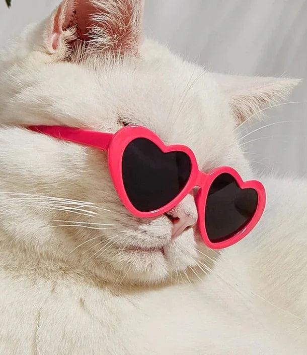 Heart-Shaped Pet Sunglasses – Cute Cat & Dog Costume Accessory
