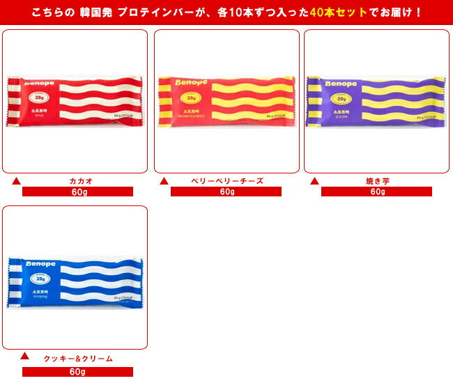 オンガネジャパン ベノプ ソフトバー 4種詰め合わせセット (各種10本)【日本出荷】