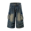 Old Washing Workwear Denim Shorts Men Jeans