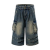 Old Washing Workwear Denim Shorts Men Jeans