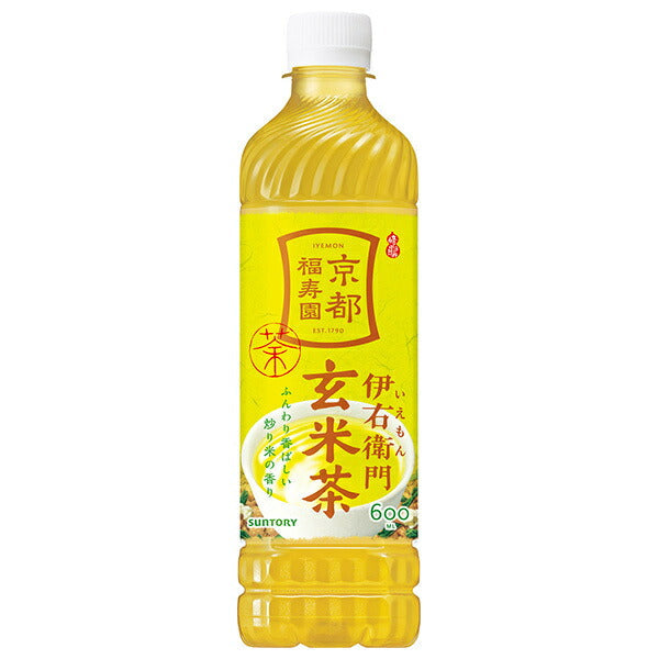 Suntory Iyemon Genmai Cha (Roasted Rice Green Tea) [Retail Pack] 600ml PET Bottles x 24 [Ships from Japan]