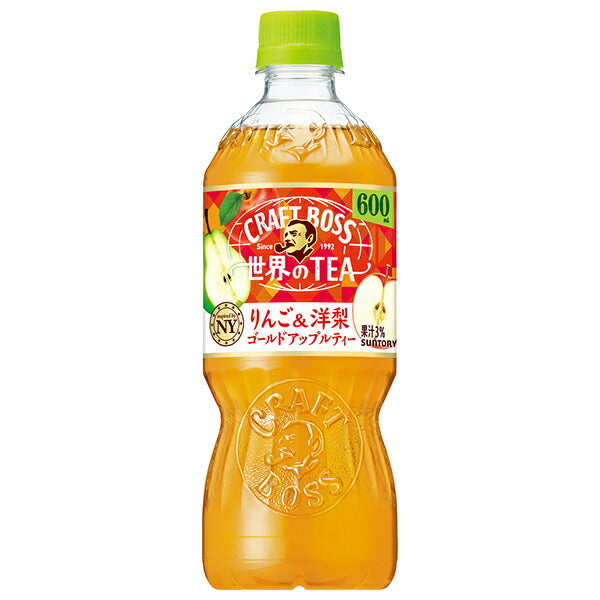 Suntory Craft Boss World TEA Apple & Pear Gold Apple Tea [For hand sale] 600ml plastic bottle x 24 pieces [Shipped in Japan]