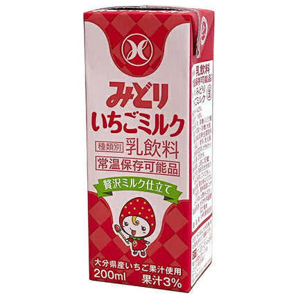 Kyushu Dairy Midori Strawberry Milk 200ml paper pack x 24 pieces [shipped in Japan]