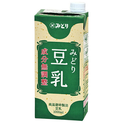 Kyushu Dairy Midori Soy Milk, Ingredients Unadjusted, 1000ml paper pack x 12 (6 x 2) pieces [Shipped in Japan]