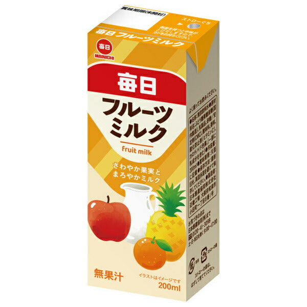 毎日牛乳 毎日フルーツミルク 200ml紙パック×24本入【日本出荷】