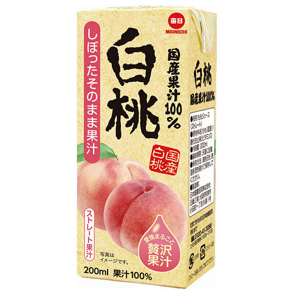 Mainichi Milk 100% Domestic Fruit Juice White Peach 200ml paper pack x 24 bottles [shipped in Japan]