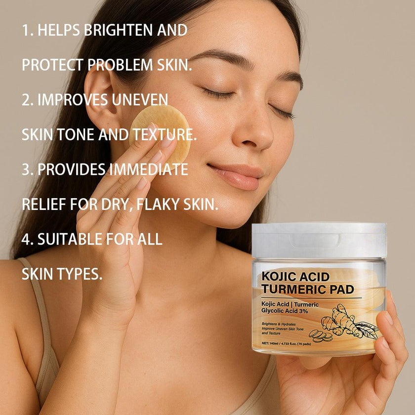 Kojic Acid Turmeric Purifying Toner Pads 70-Pack Brightening Body & Face