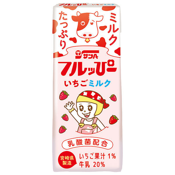 サンA フルッぴーいちごミルク 200ml紙パック×24本入
