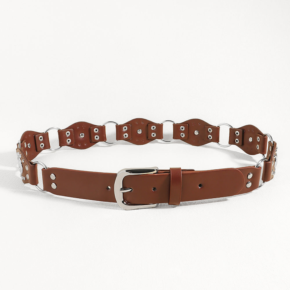 Vintage Riveted Punk Belt – Alloy & PU Unisex Fashion Belt in 110cm & 120cm (12 Styles)