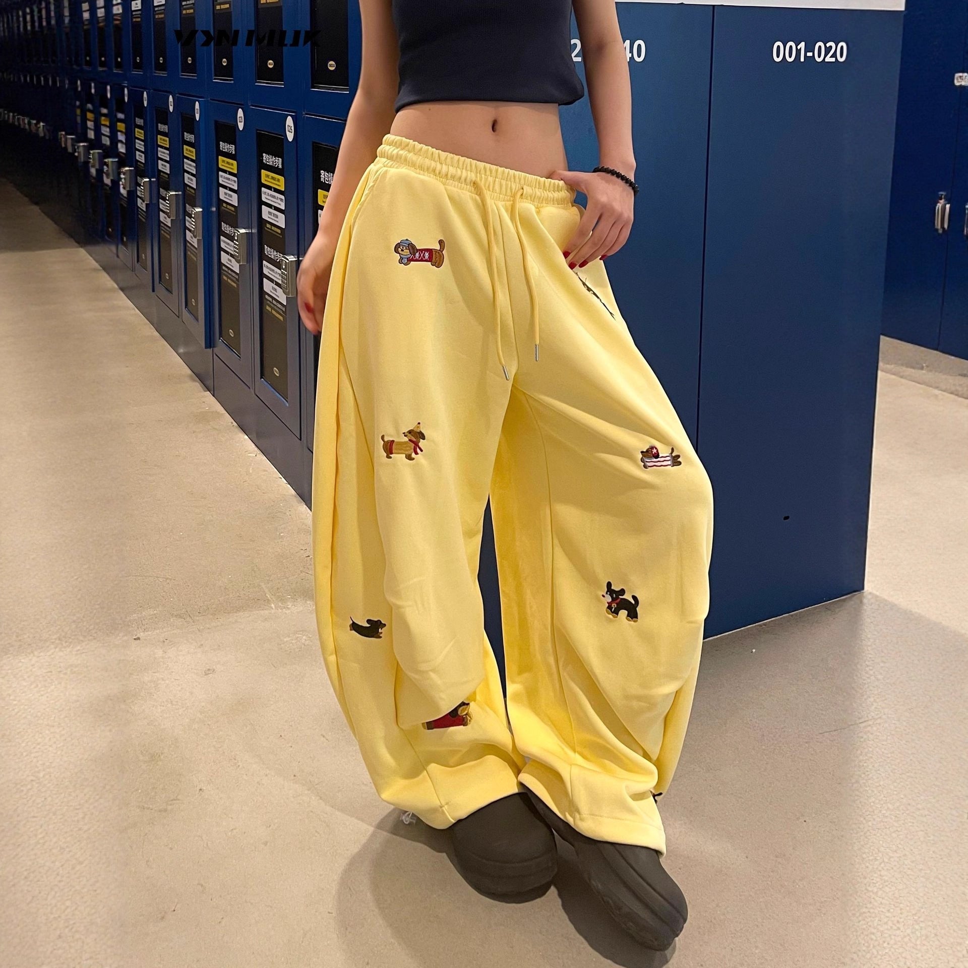 Y2K Wide Leg Sweatpants Women – Embroidered Streetwear Joggers