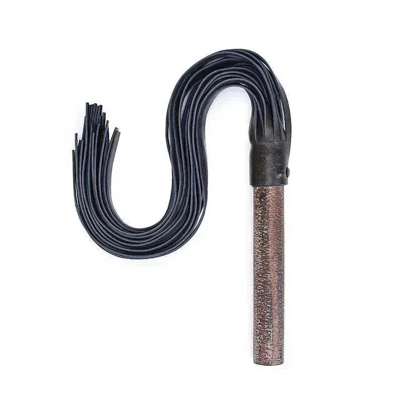 Hot BDSM Spanking Flogger Whip Genuine Leather Archaize Wooden Handle BDSM Spanking Paddles