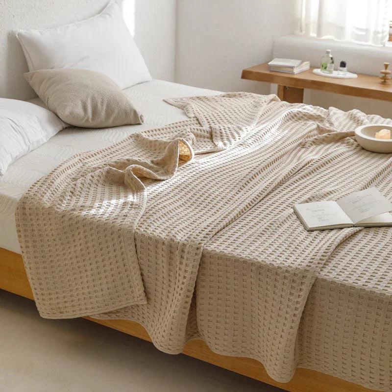 Waffle Cotton Yarn Air Conditioner Summer Cooling Duvet Solid Color Dormitory Comforter