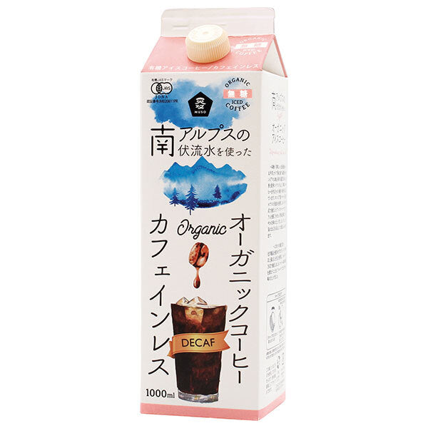 Muso Organic Iced Coffee Decaffeinated Sugar Free 1000ml Paper Pack x 12 bottles [Shipped in Japan]