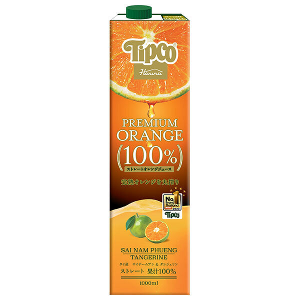 HARUNA Tipco Premium 100% Orange Juice, 1000ml paper pack x 12 bottles 