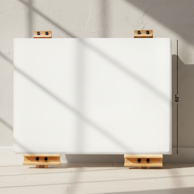 Set of 2 Adjustable Wooden Wall Easel - Accomodates Canvases up to 60