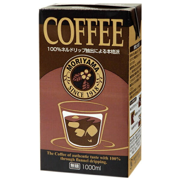 Café noir MORIYAMA de Moriyama Dairy, 6 cartons de 1000 ml.