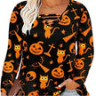 Digital Printing Halloween Round Neck Long Sleeve Plus Size T-shirt