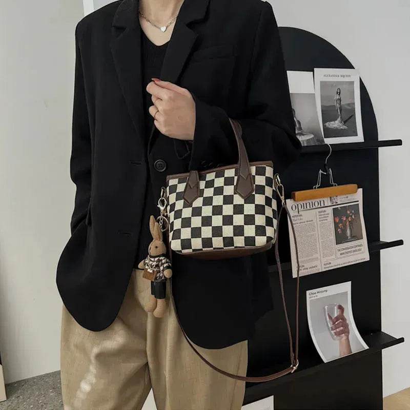 Fashion Houndstooth Shoulder Bags Portable Checkerboard Handbags All-match Messenger Crossbody Bag Women