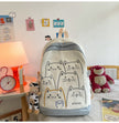 Korean Kawaii Cat School Backpack – Embroidered Nylon Bag, 5 Colours