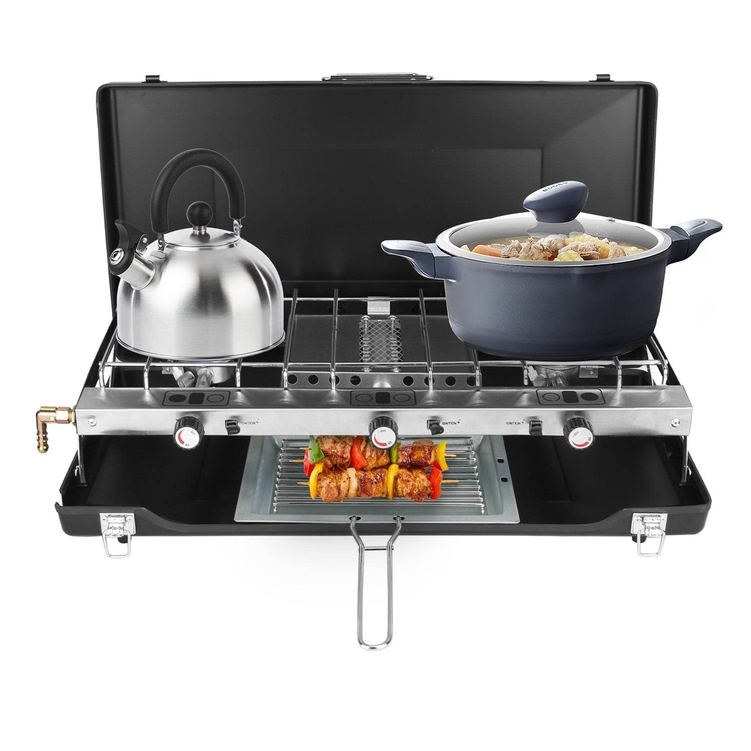 Portable 2 burner Gas Stove propane range camping gas outdoor stove burner