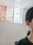Temperament Flower Sweet Tulle Beaded Exaggerated Earrings