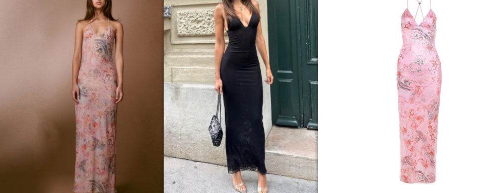 Halter neck Spaghetti Backless Butterfly Design Spring Summer long dress