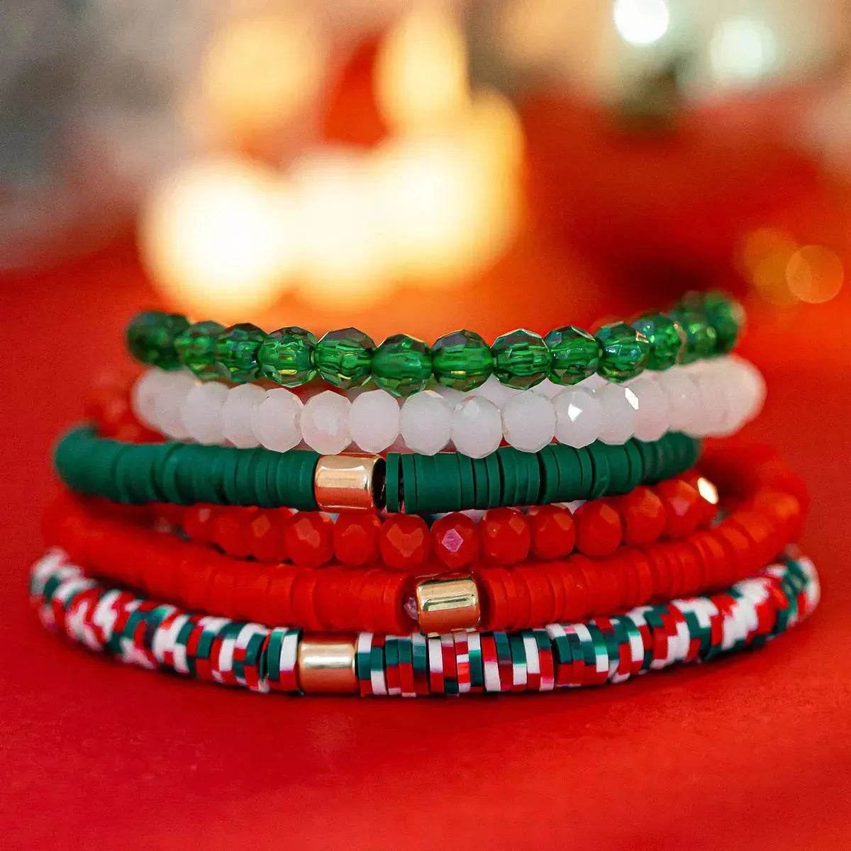 Christmas Polymer Clay Color Bracelet set  Xmas gift idea