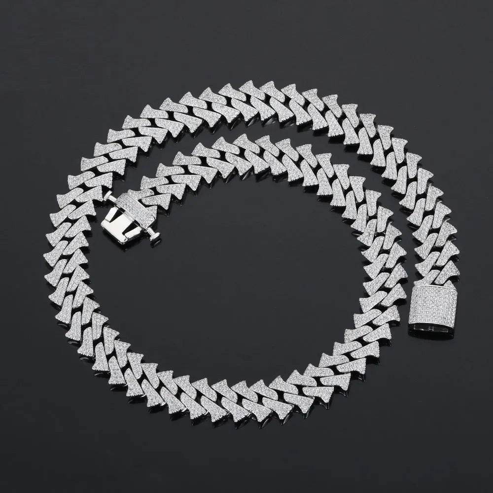 14mm Men's Hip Hop Zircon Thorns Cuban Link Chain