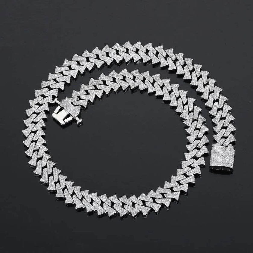 14mm Men's Hip Hop Zircon Thorns Cuban Link Chain