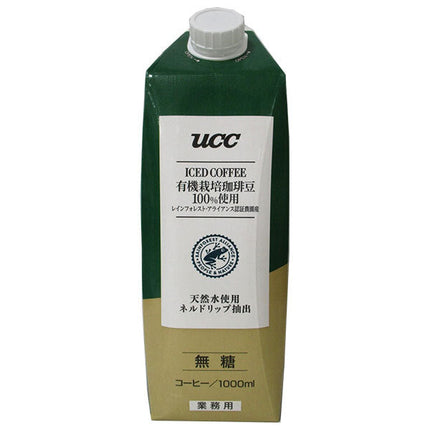 UCC 100% organically grown coffee beans from Rainforest Alliance certified farms, iced coffee, unsweetened, 1000ml paper pack x 12 bottles [shipped in Japan]