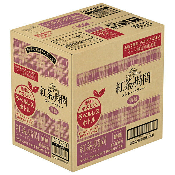 UCC Tea Time Straight Tea Sugar Free Labelless Bottle 900ml PET Bottle x 12 bottles [Shipped in Japan]