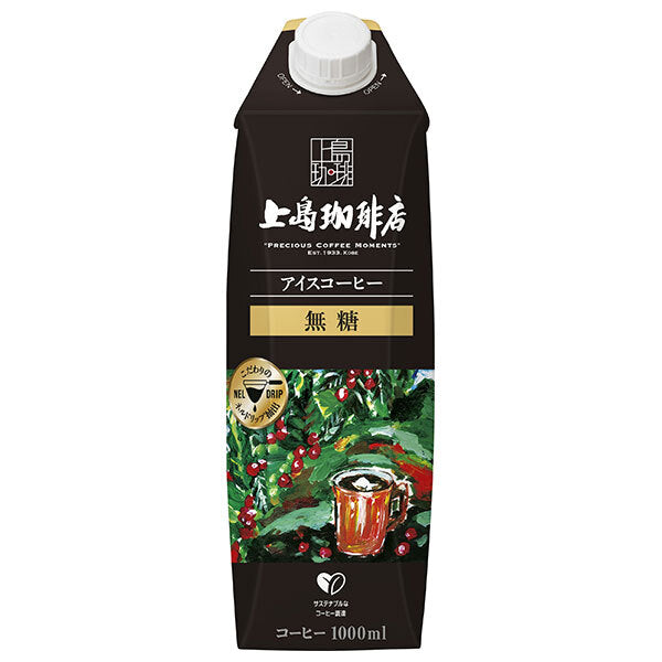 UCC Ueshima Coffee Shop Iced Coffee Sugar Free 1000ml Paper Pack x 12 bottles [Shipped in Japan]