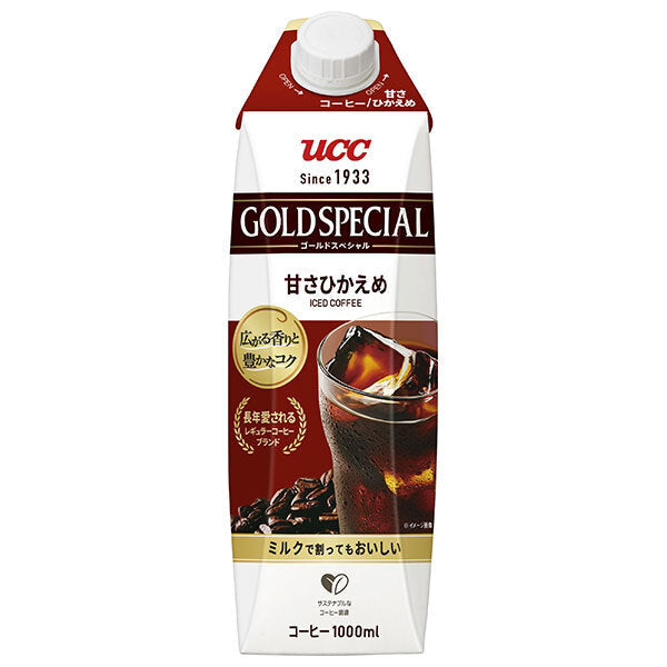 UCC ゴールドスペシャル アイスコーヒー 甘さひかえめ 1000ml紙パック×12本入【日本出荷】