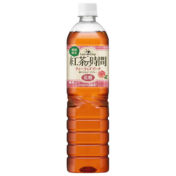 Thé UCC Tea Time à la pêche à faible teneur en sucre, bouteille PET de 900 ml x 12 