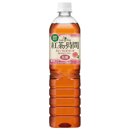 UCC Tea Time Tea with Peach Low Sugar 900ml PET Bottle x 12 