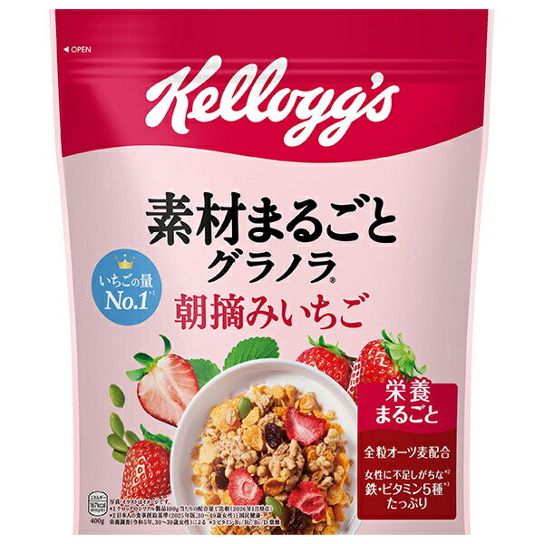 Kellogg's Whole Ingredients Granola Morning Picked Strawberries 400g x 6 Bags [Shipped in Japan]