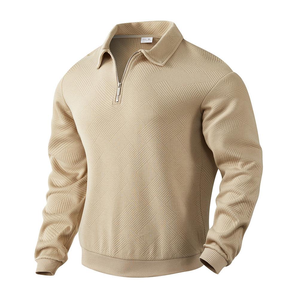 Half Zipper Sweatshirt – Stylish Jacquard Pullover for Youth