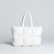 Soft Down Quilted Puffer Tote Handbag for Women – Cotton-Filled | White & Black