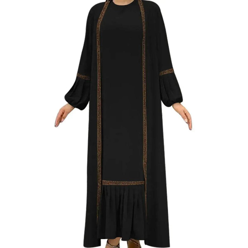 Elegant Two piece for ArabWomen Abaya Underwear dress and Kimono Abaya Open front Abaya for  Middle Easter Arab Dubai Women