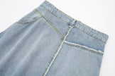 Fashionable Asymmetric High Waist Midi Denim Split Skirt