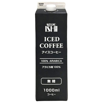Seijo Ishii Iced Coffee Sugar Free 1000ml Paper Pack x 12 bottles [Shipped in Japan]