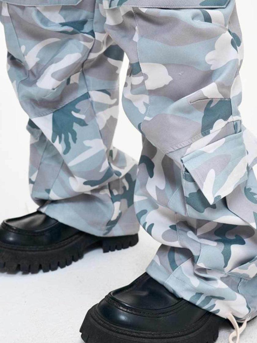 Multi-Pocket Workwear Military Camouflage Casual Wide Leg Paratrooper Cargo Pants Men