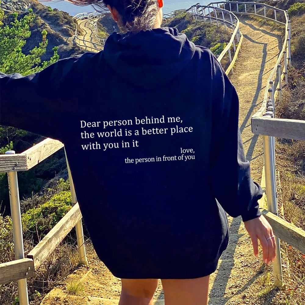 Women's Plush Letter Printed Kangaroo Pocket Hoodie | Cozy Pullover