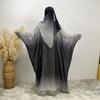 Middle East Muslim Chiffon Cardigan Gradient Batwing Sleeve With Headscarf Suit