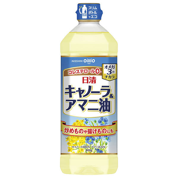 Nissin Oilio Nissin Canola & Linseed Oil 800gPET x 8 bottles [Shipped in Japan]