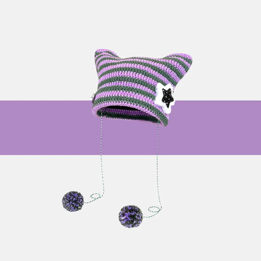 Breathable Windproof Cute Thermal Head Cover Woolen Cap beanies