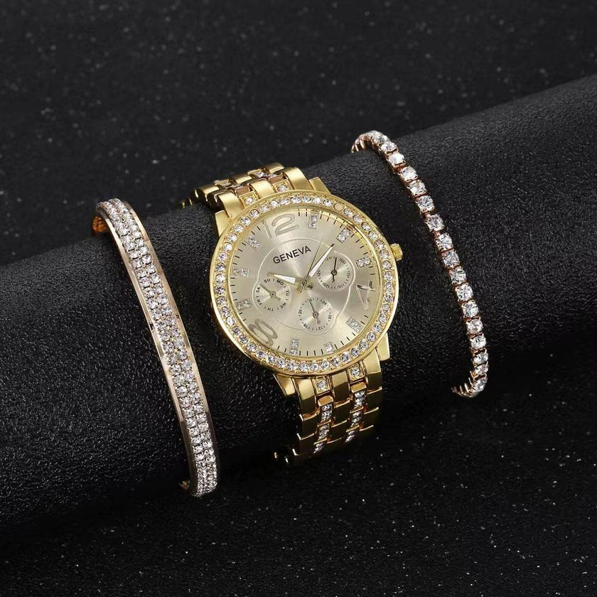 Unisex Three-piece Bracelet Watch for women