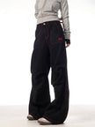 Contrasting Color Of Black And Red Workwear With Pocket Trousers