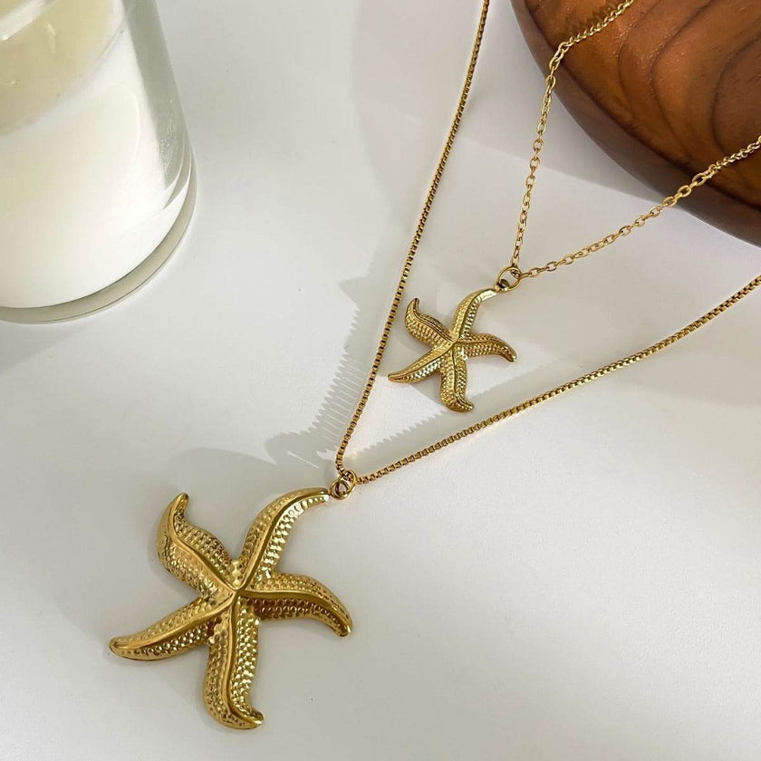 Women's necklace - Stainless Steel Starfish Conch Necklace
